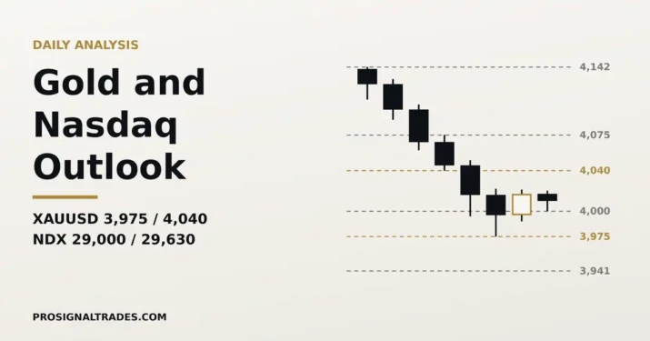 Gold and Nasdaq outlook: XAUUSD key levels 3,975 and 4,040, Nasdaq 100 levels 29,000 and 29,630